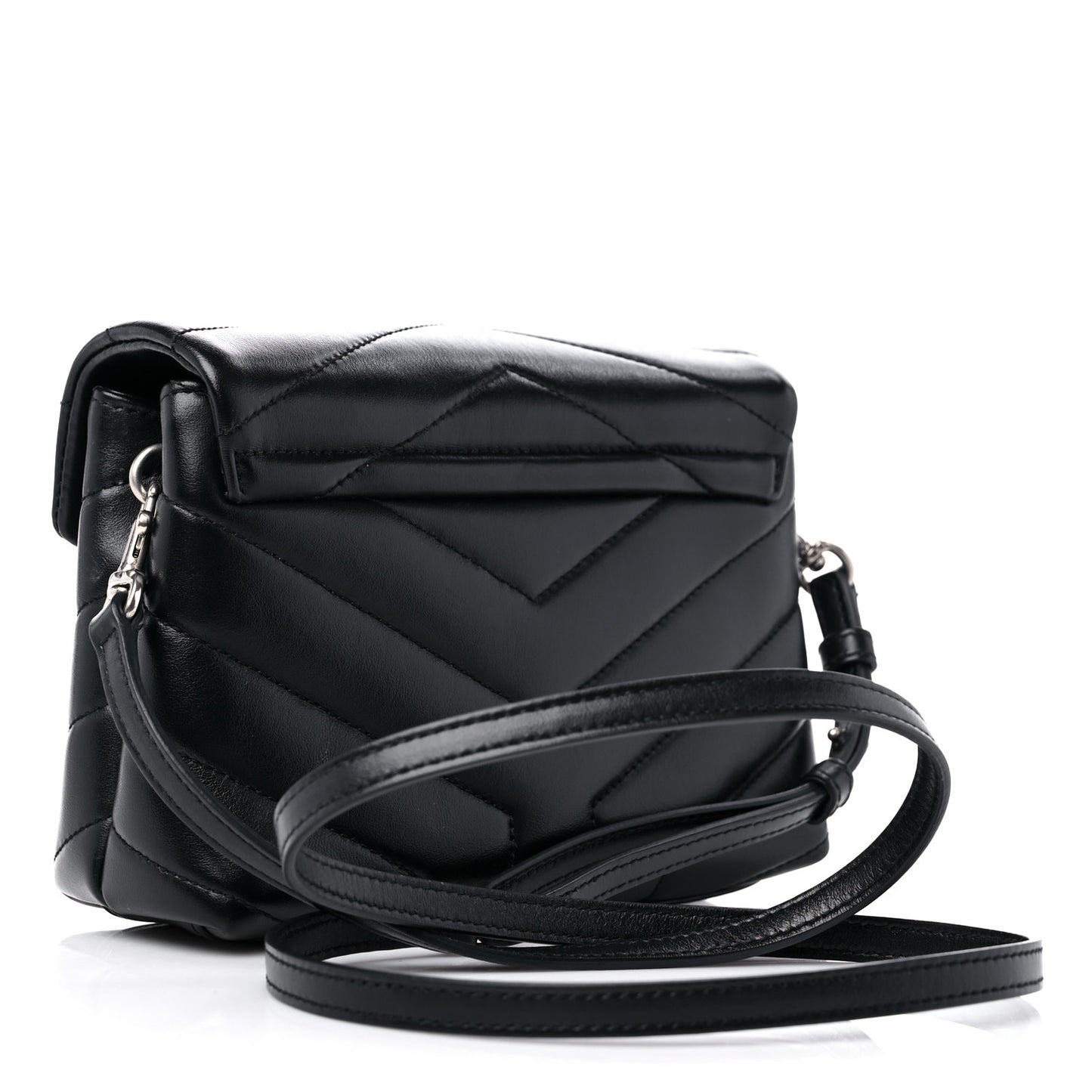 Calfskin Y Quilted Monogram Toy Loulou Crossbody Bag Black