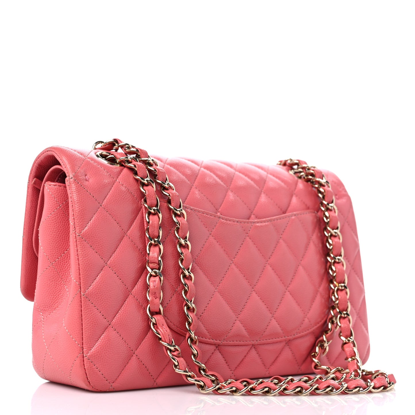 Caviar Quilted Medium Double Flap Pink