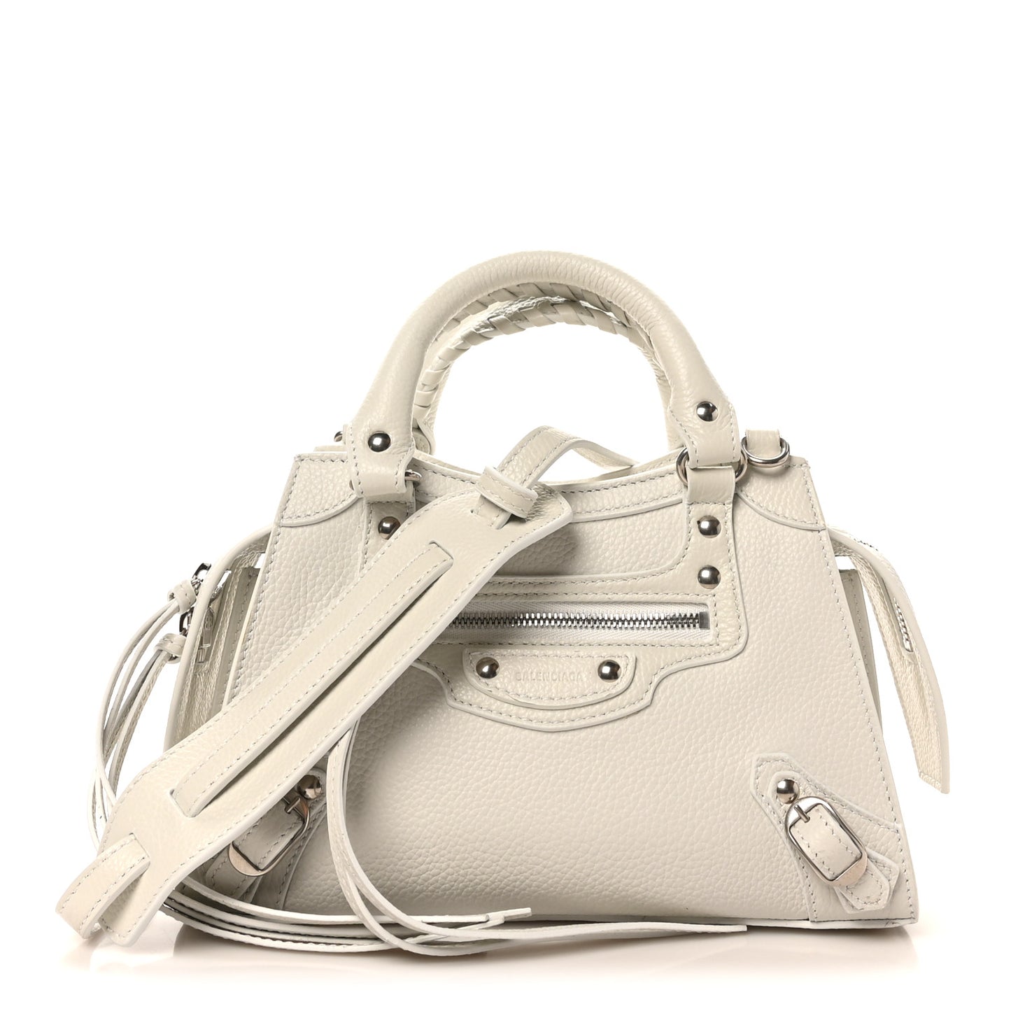 Grained Calfskin Neo Classic Silver Hardware Mini City White