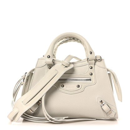 Balenciaga Grained Calfskin Neo Classic Silver Hardware Mini City White 1 of 9