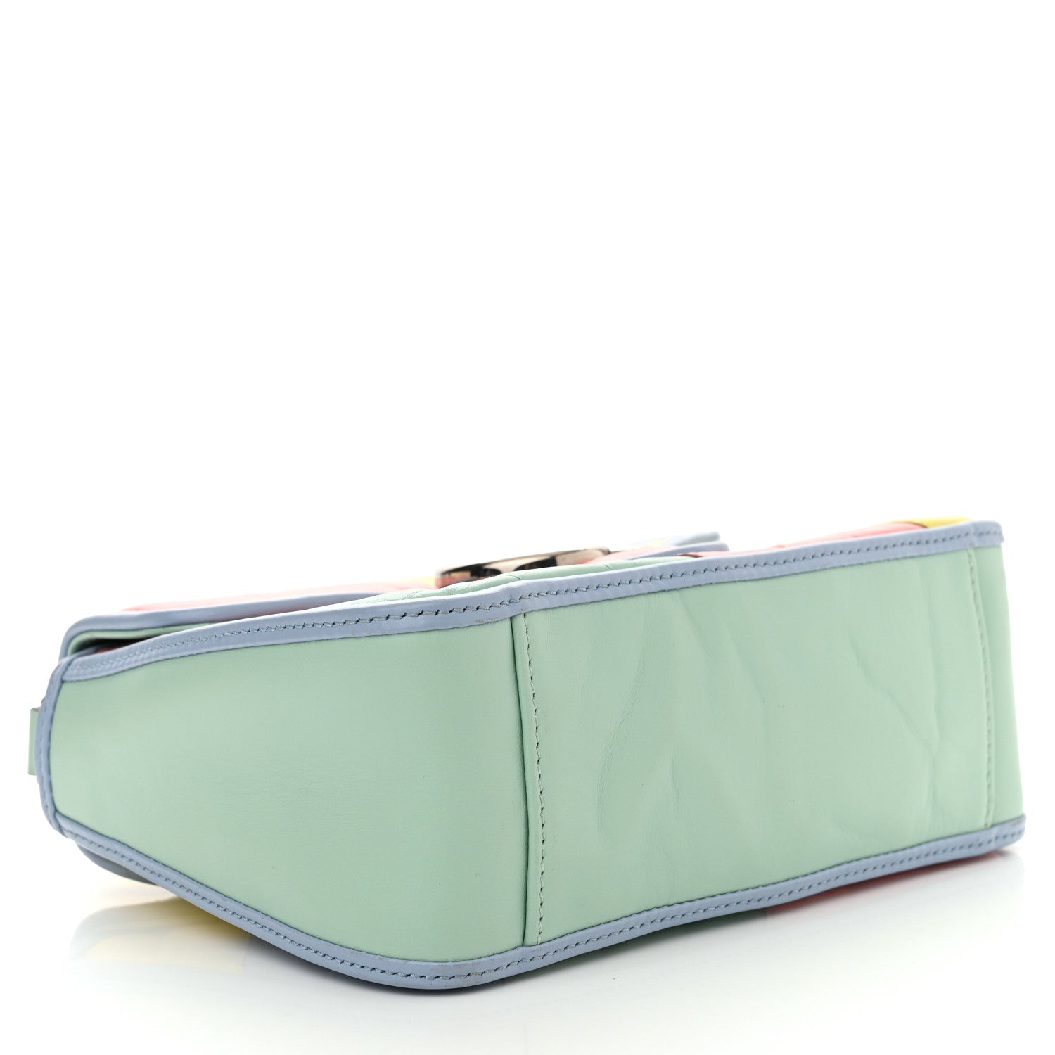 Gucci Calfskin Matelasse Diagonal Mini GG Marmont Top Handle Shoulder Bag Multicolor Pastel 4 of 12