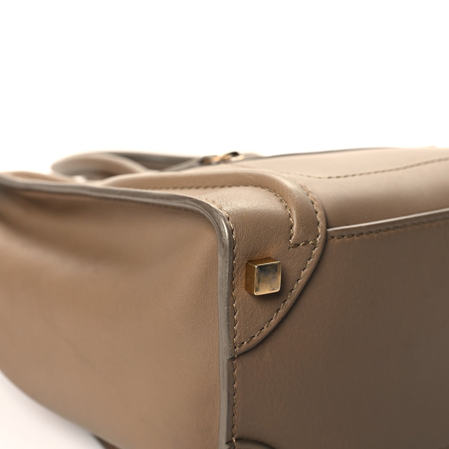 Smooth Calfskin Interstice Micro Luggage Light Taupe