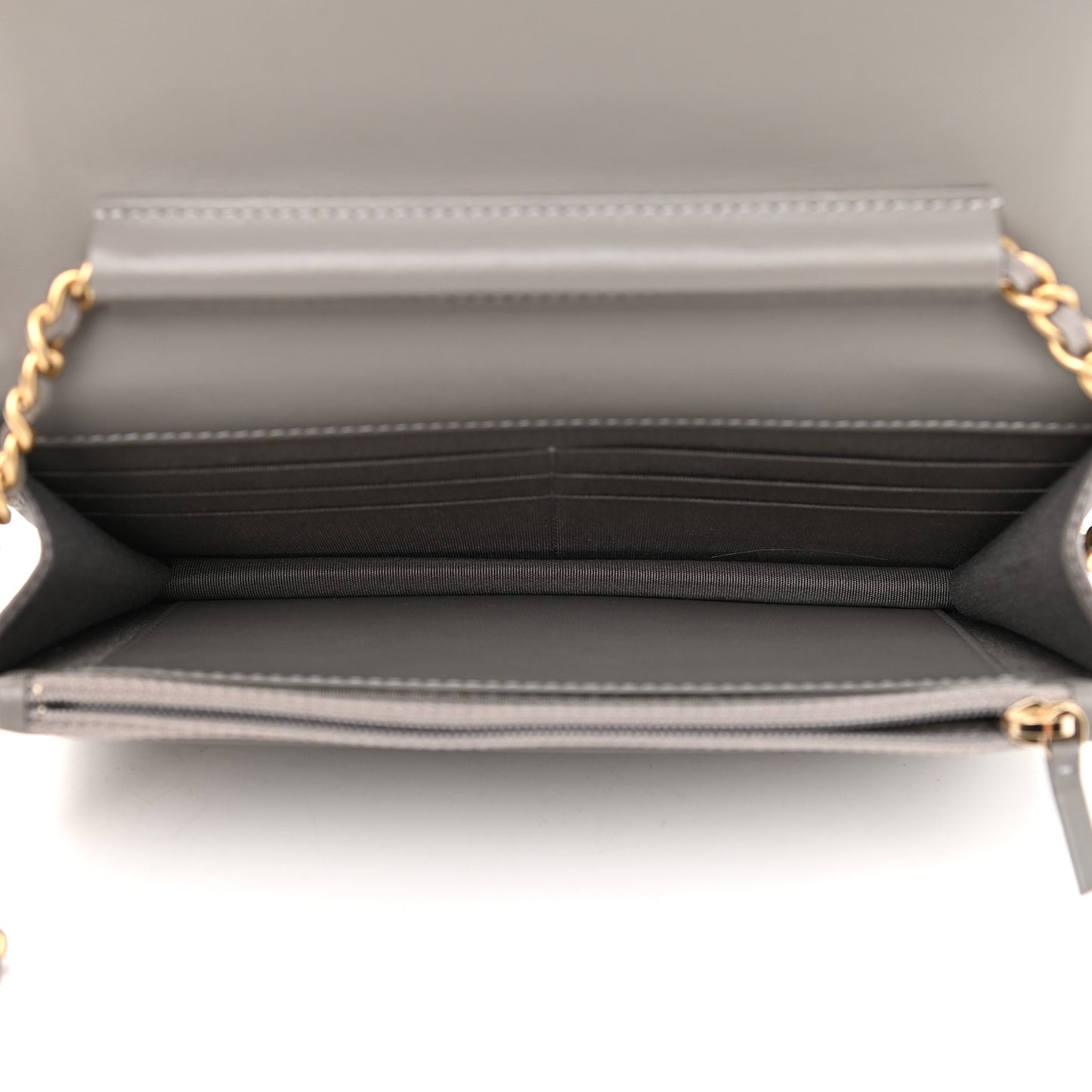 Caviar Quilted Boy Wallet On Chain WOC Grey