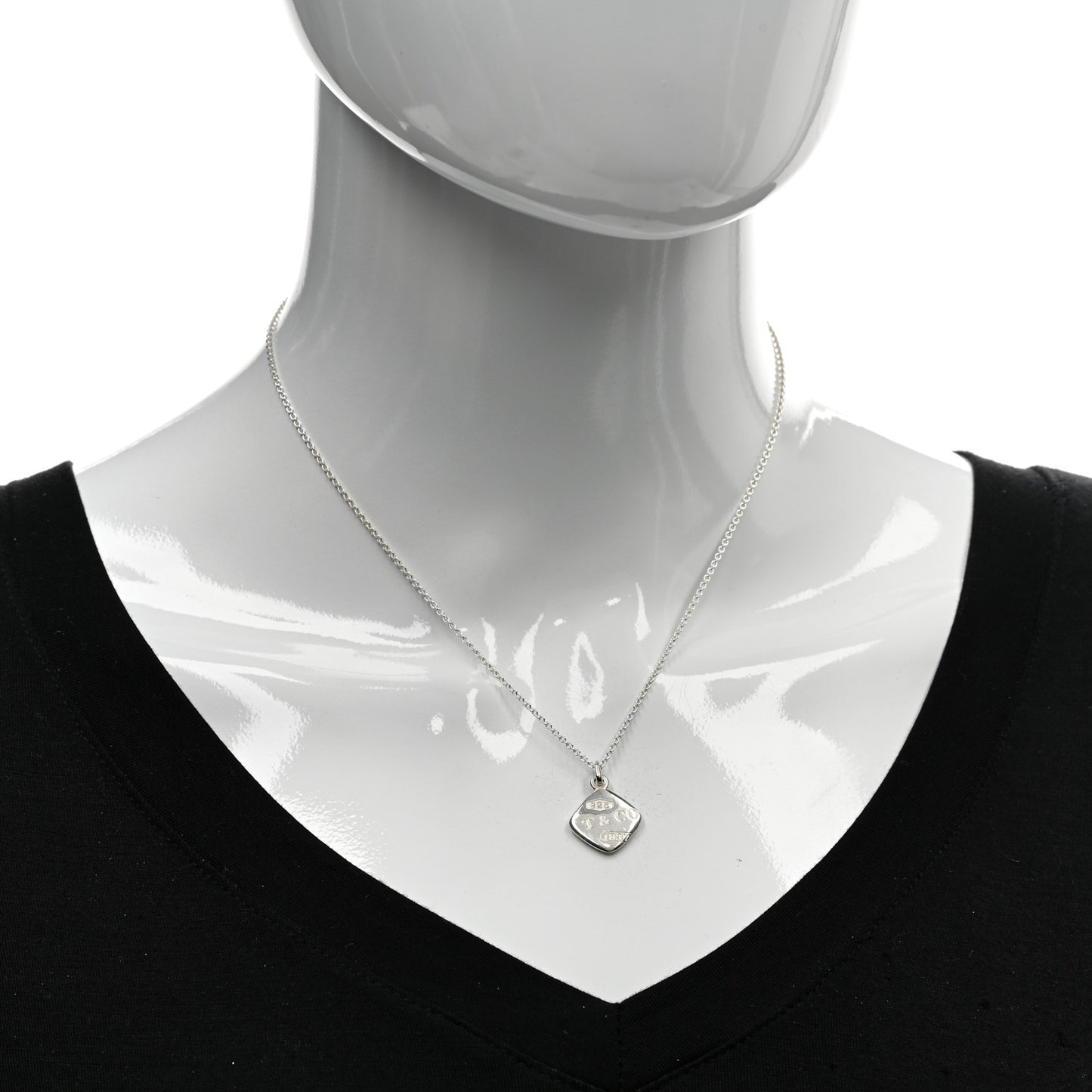 Sterling Silver 1837 Square Pendant Necklace