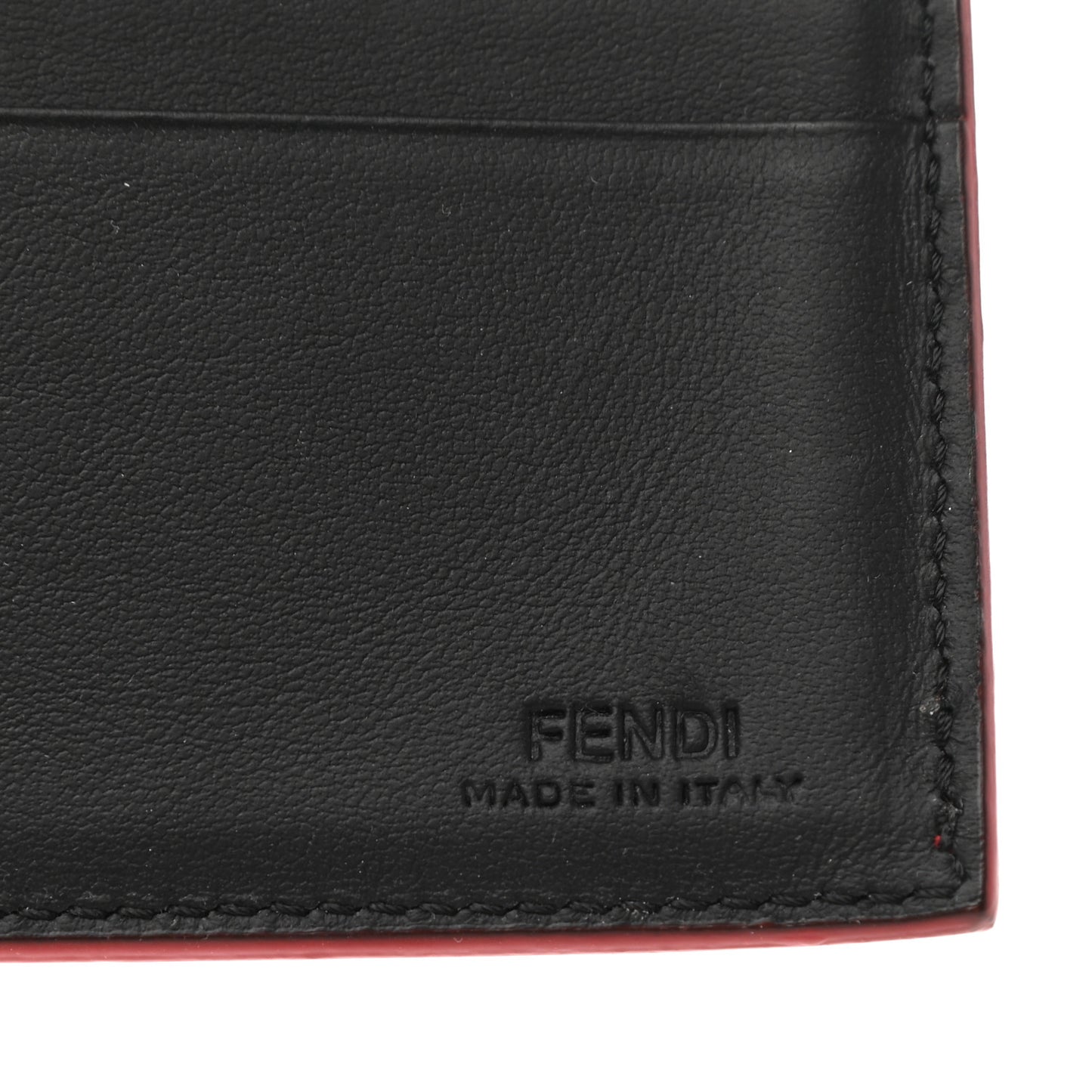 Vitello Century Eyebrow Monster Eyes Embossed Bi-fold Wallet Rosso