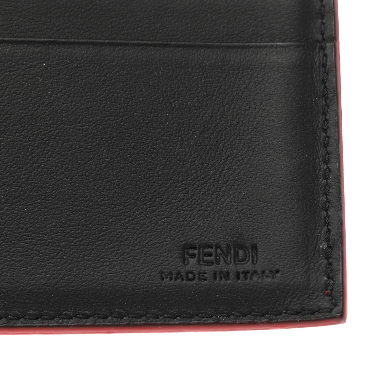 Fendi Vitello Century Eyebrow Monster Eyes Embossed Bi-fold Wallet Rosso 6 of 7