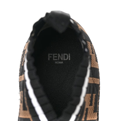 Fendi Stretch Yarn FF Stiff Band Rockoko Sneakers 39 Black White Tobacco 7 of 9