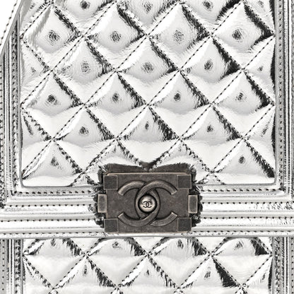 Chanel Metallic Goatskin Quilted North South Boy Flap Silver 7 of 11