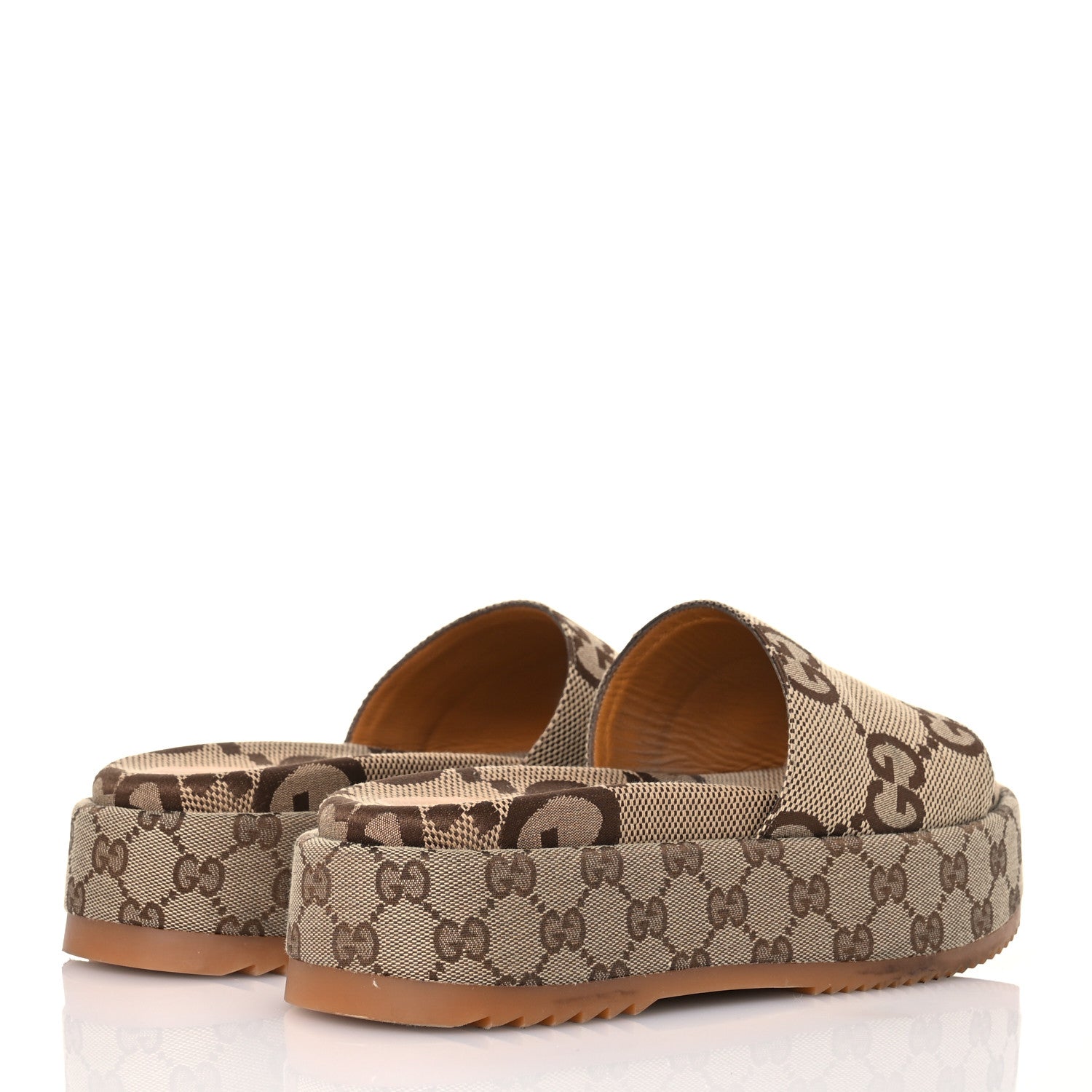 Gucci Monogram Maxi GG Angelina Platform 55mm Slide Sandals 40 Camel Ebony 4 of 13