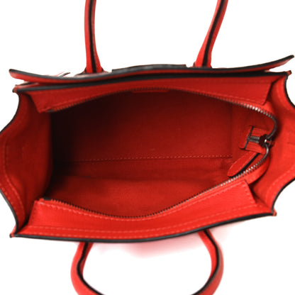 Celine Drummed Calfskin Nano Luggage Vermillion 5 of 12