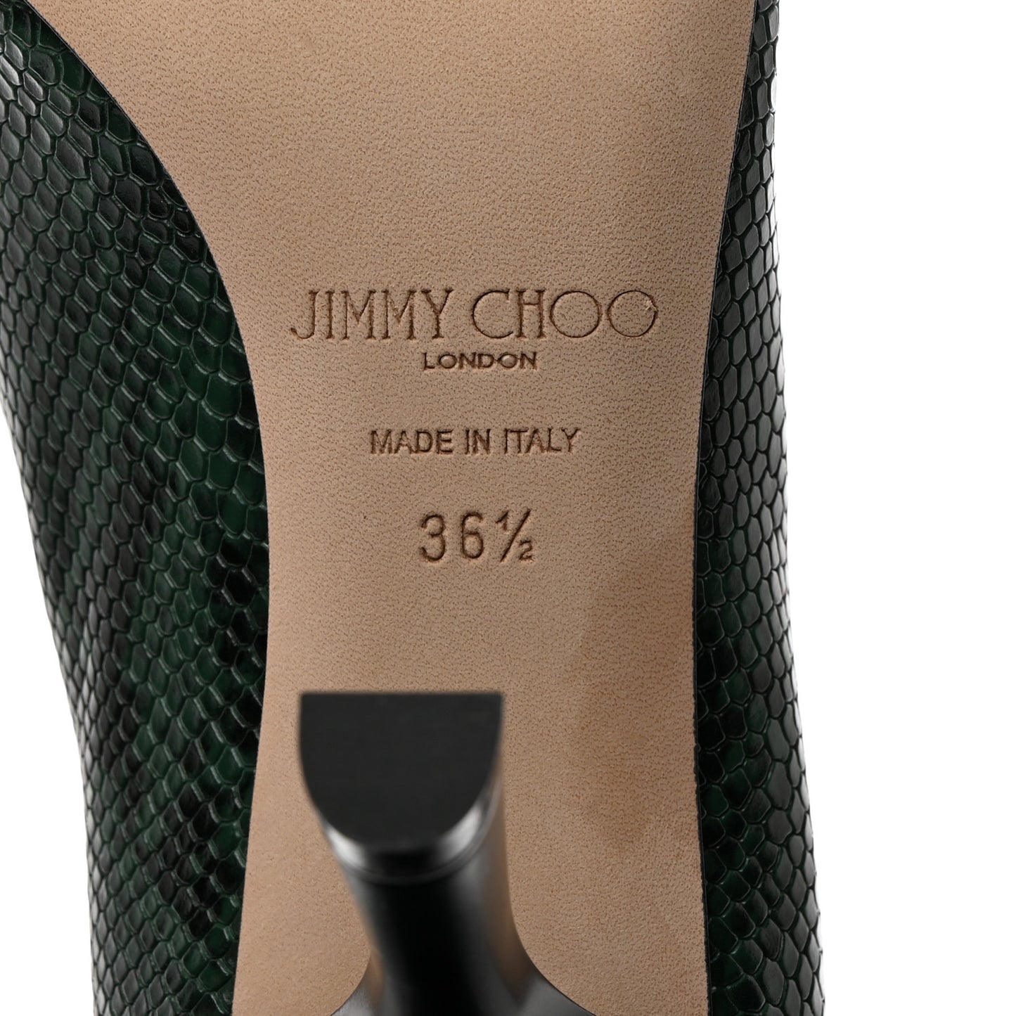 Snake Printed Calfskin Marcella 85 Pumps 36.5 Dark Moss