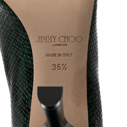 Jimmy Choo Snake Printed Calfskin Marcella 85 Pumps 36.5 Dark Moss 7 of 8