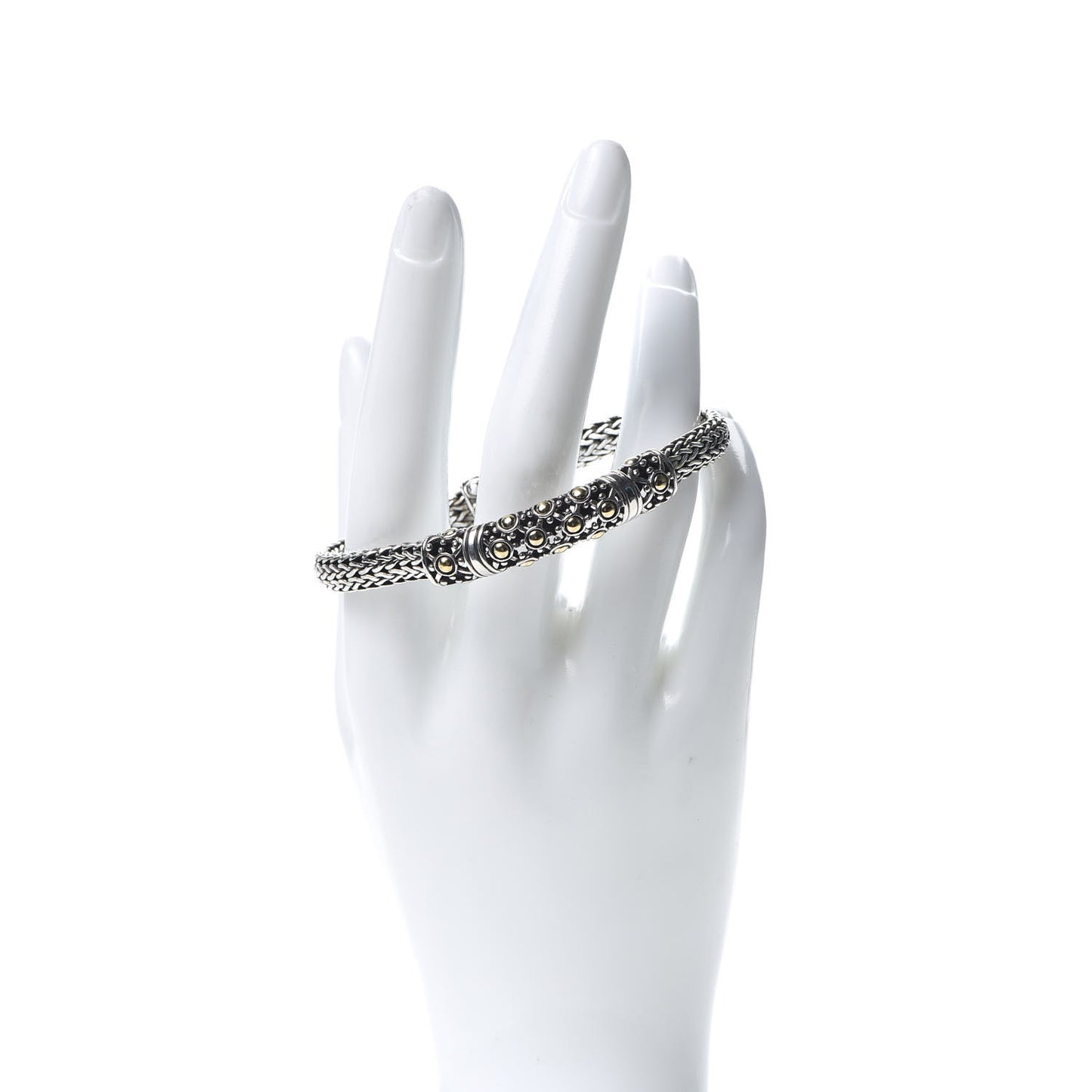 Sterling Silver 18K Yellow Gold Jaisalmer Wheat Chain Dot Bracelet