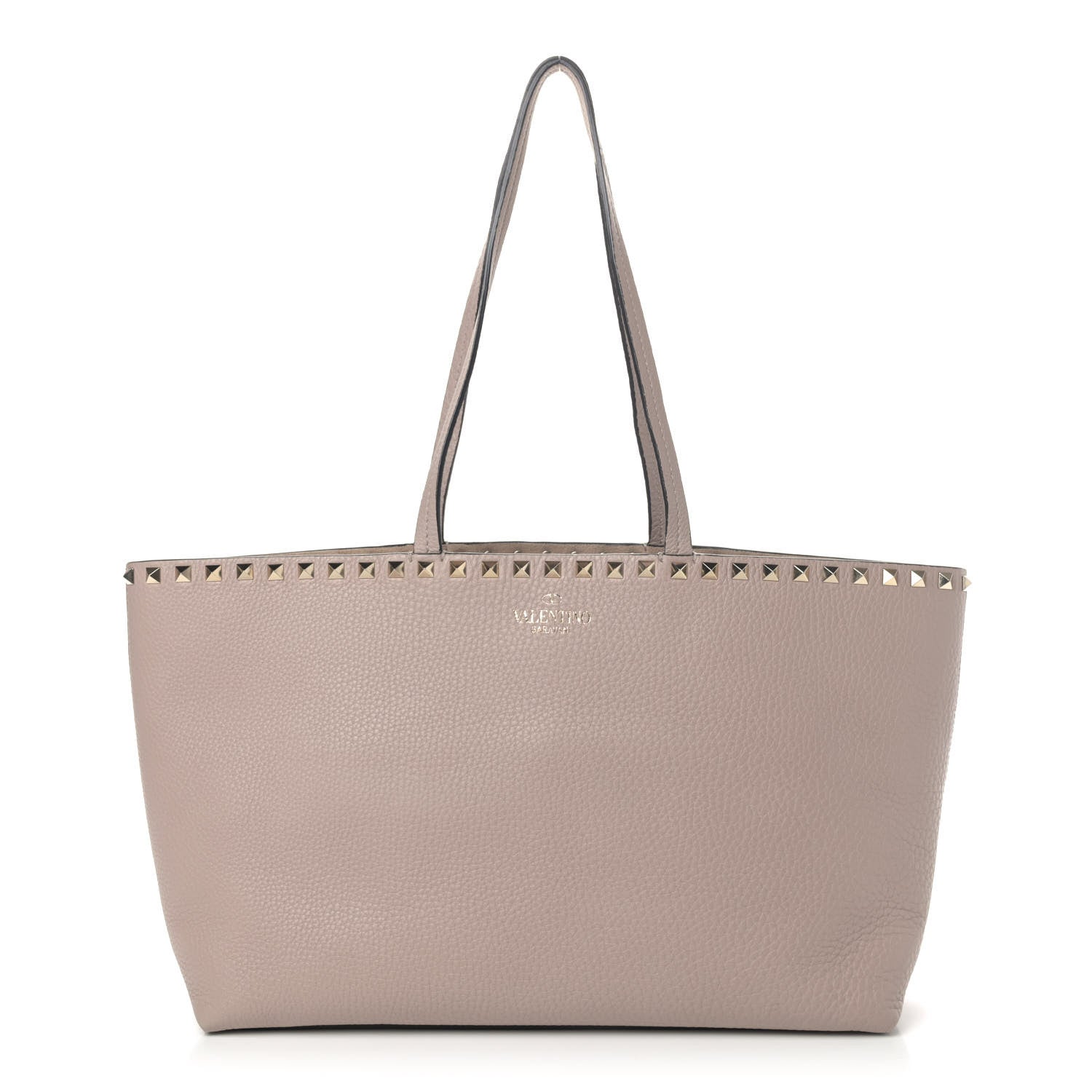 Valentino Garavani Grained Calfskin Rockstud Shoulder Tote Poudre 1 of 4