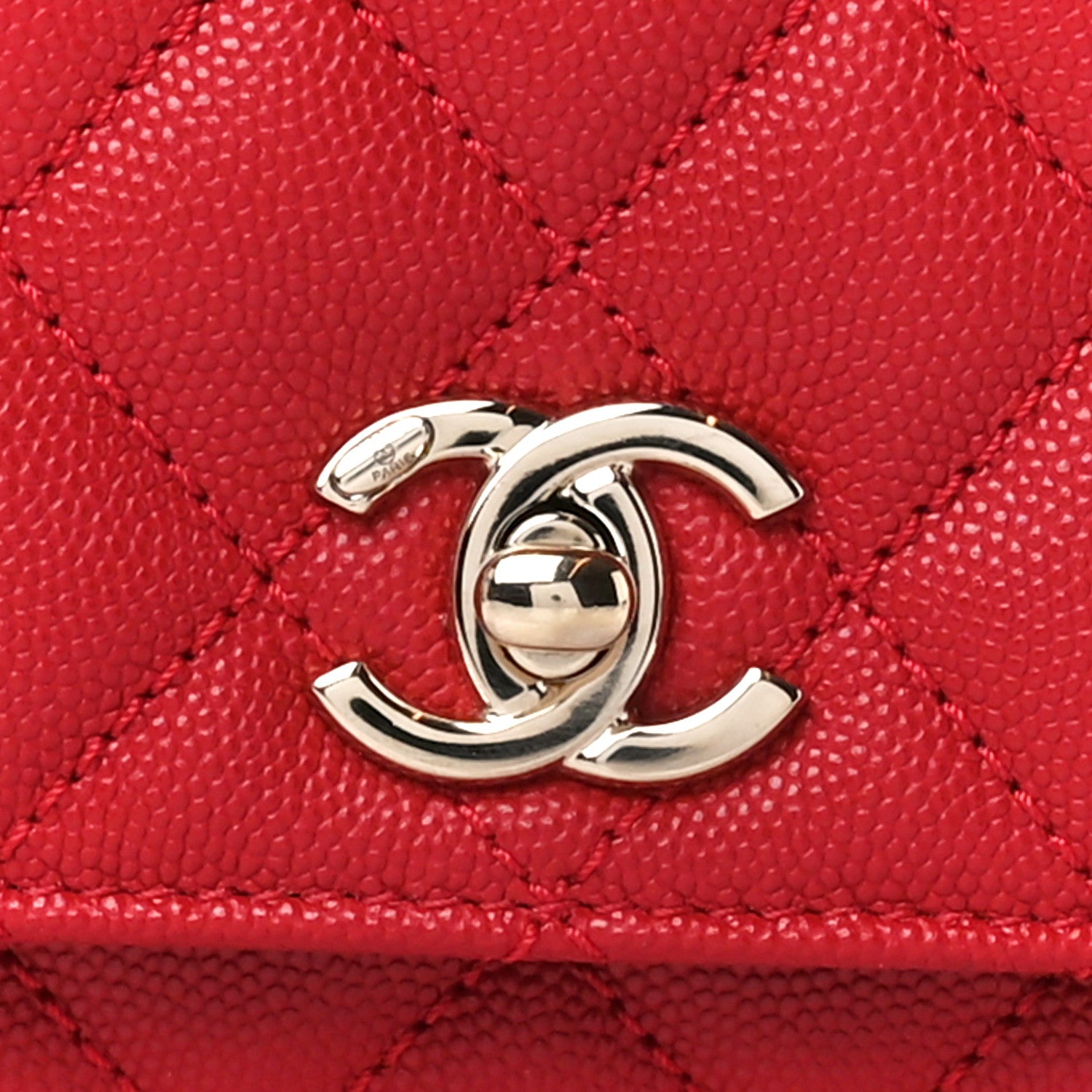 Chanel Caviar Quilted Lizard Embossed Extra Mini Coco Handle Flap Red 9 of 11