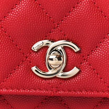 Chanel Caviar Quilted Lizard Embossed Extra Mini Coco Handle Flap Red 9 of 11
