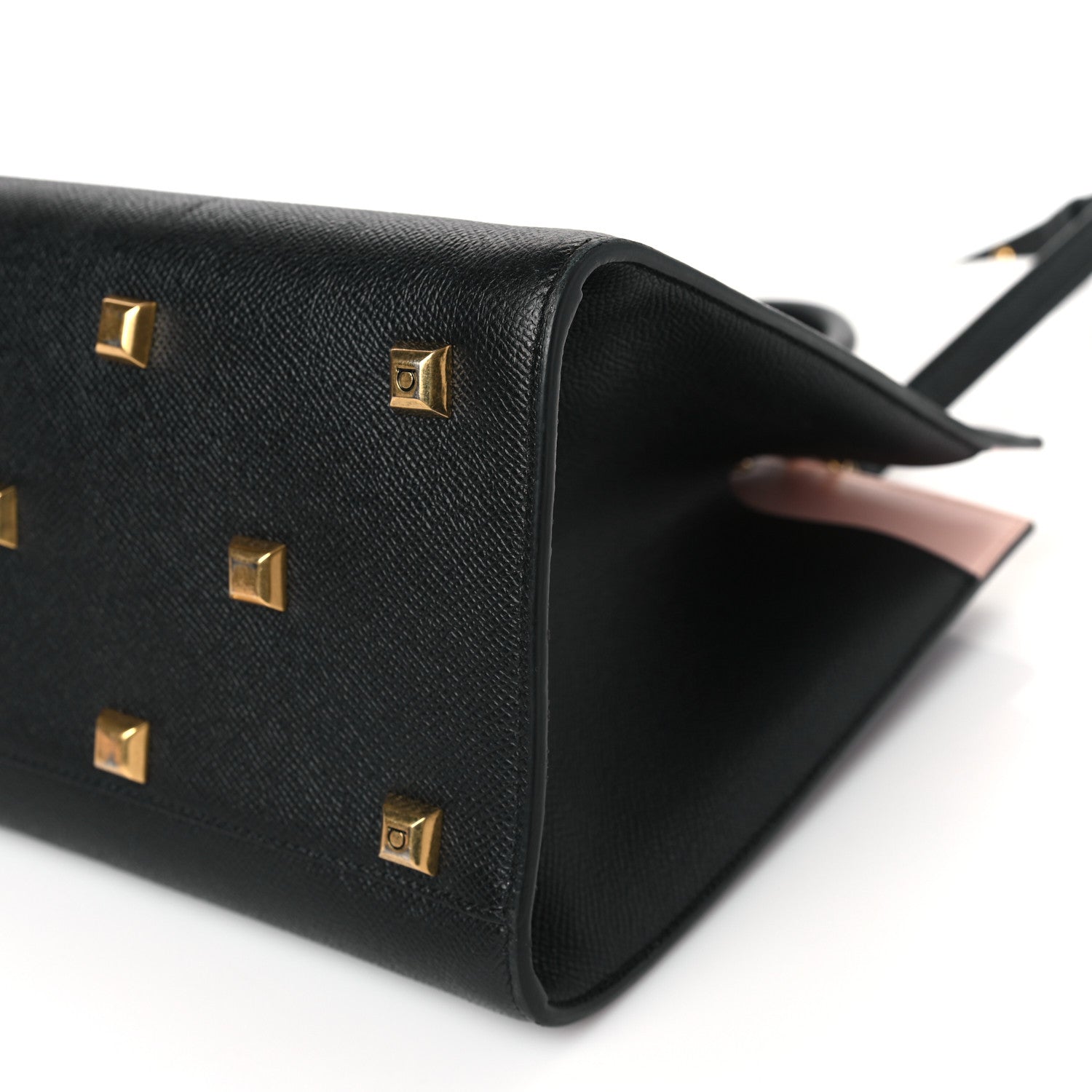 Salvatore Ferragamo Hammered Calfskin Medium The Studio Box Bag Black 9 of 9