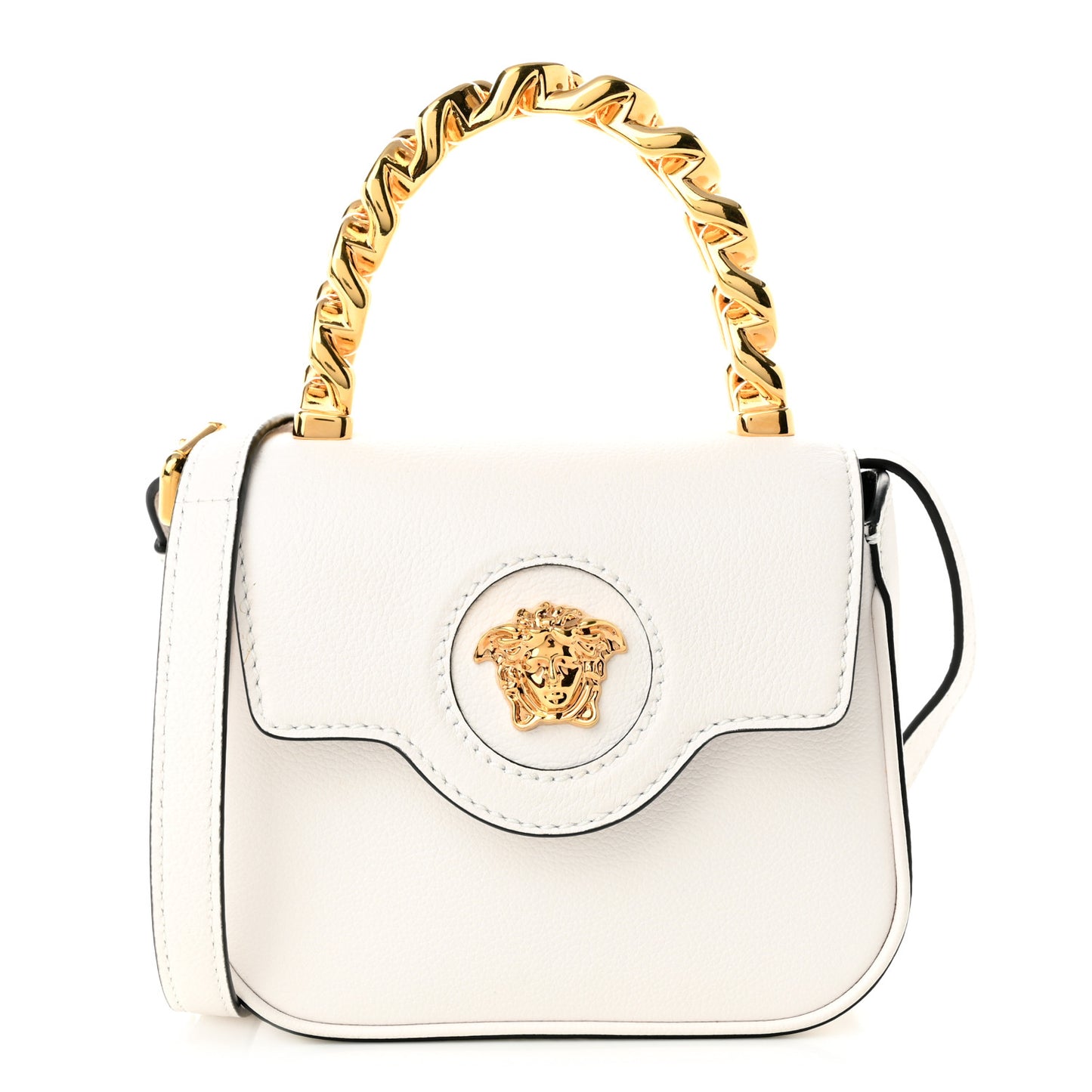 Grained Calfskin Mini La Medusa Bag White