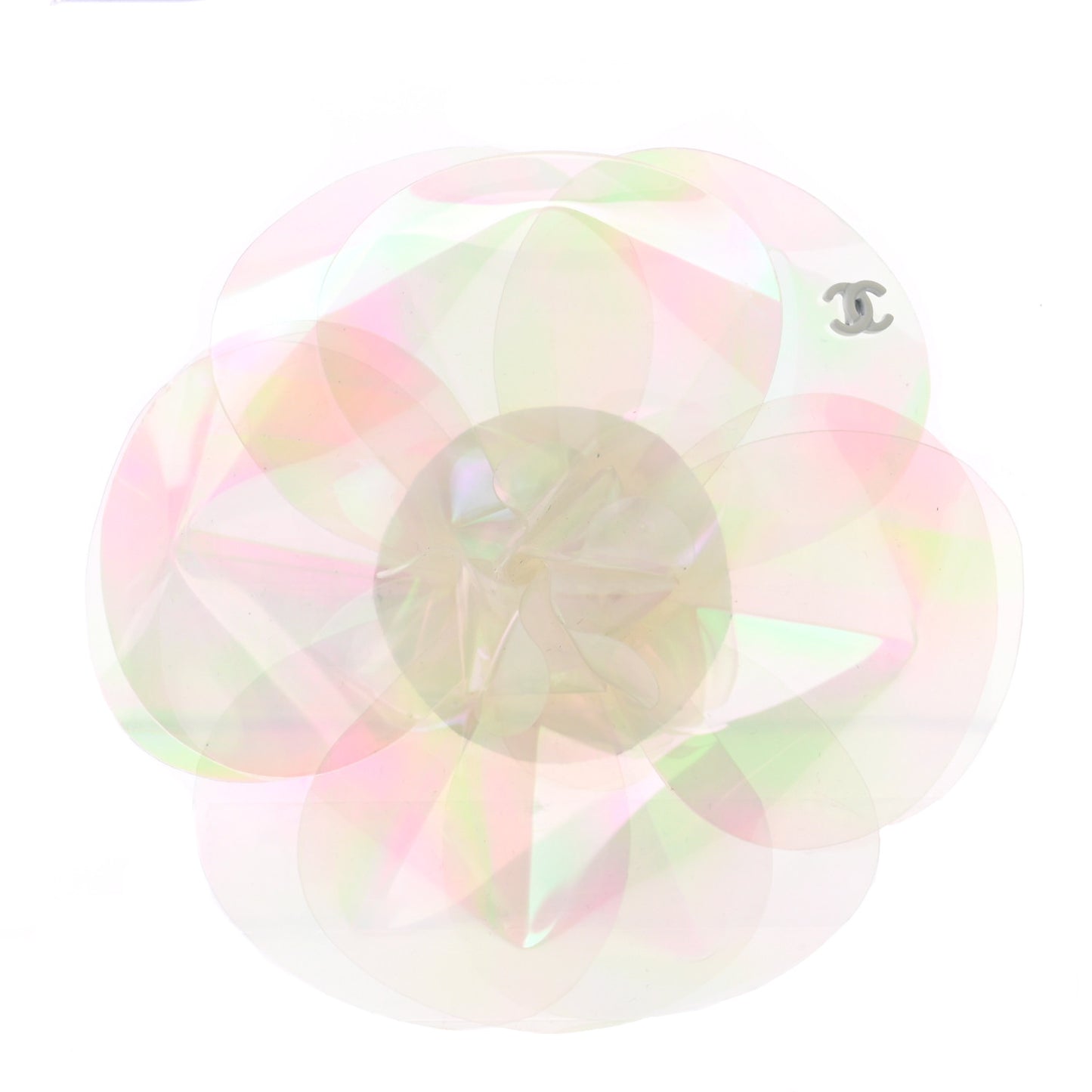 Iridescent Resin Camellia Pin Brooch Silver Multicolor