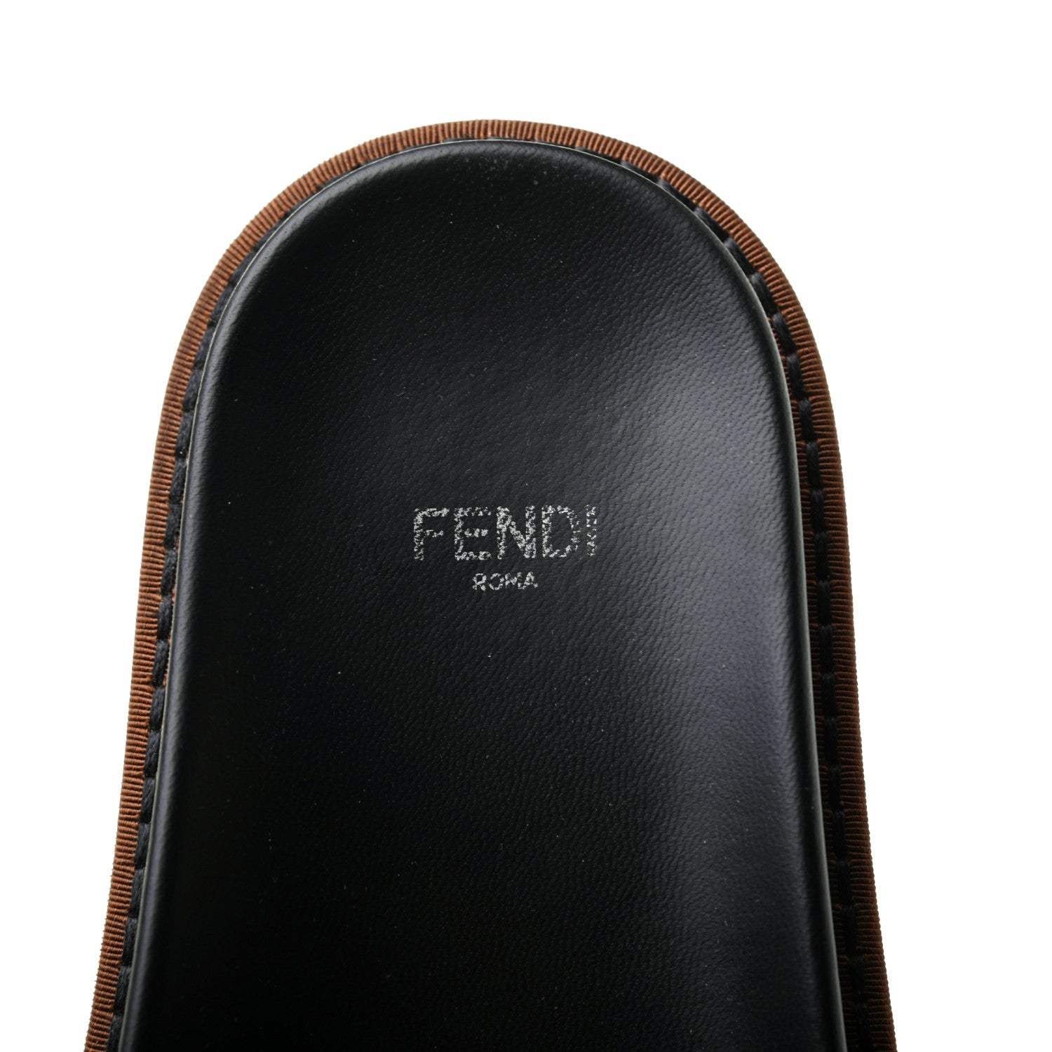 Fendi Shearling Logo Slide Sandals 36.5 Black Latte Brownie 8 of 11