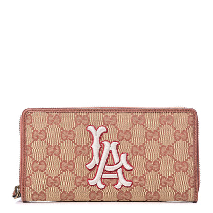 Gucci X MLB GG Monogram LA Dodgers Zip Around Wallet Beige Ruggine Ivory 1 of 8
