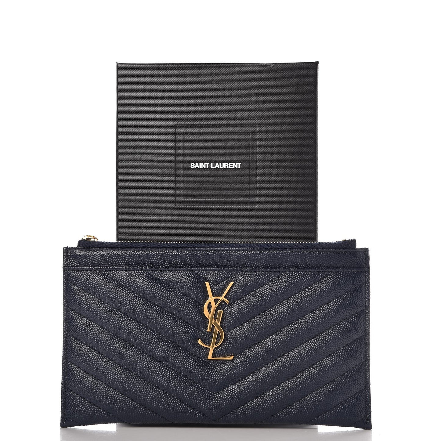 Grain De Poudre Chevron Monogram Bill Pouch Navy