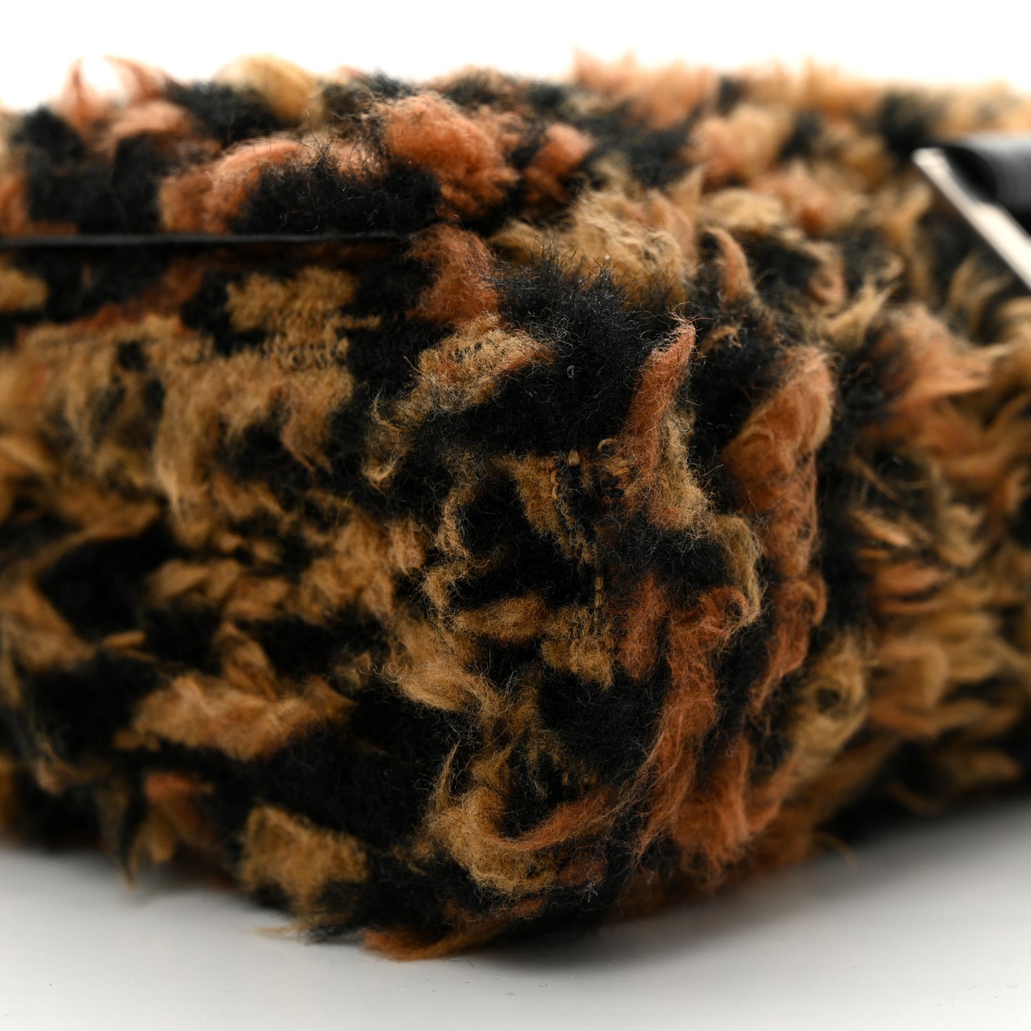 Fleece Leopard Print Hourglass Chain Bag Brown