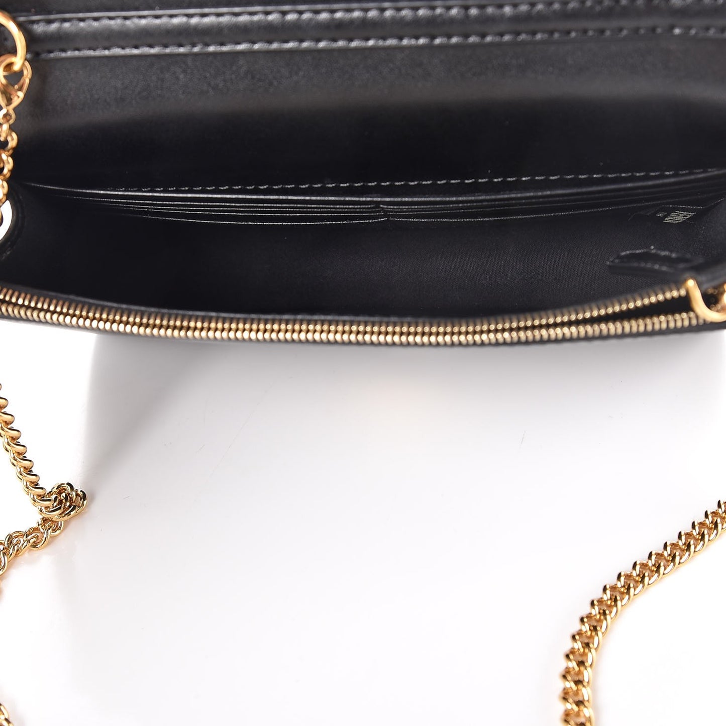 Vitello Liberty F is Fendi Bi-Color FF 1974 Embossed Medium Envelope Wallet On Chain Black Maya