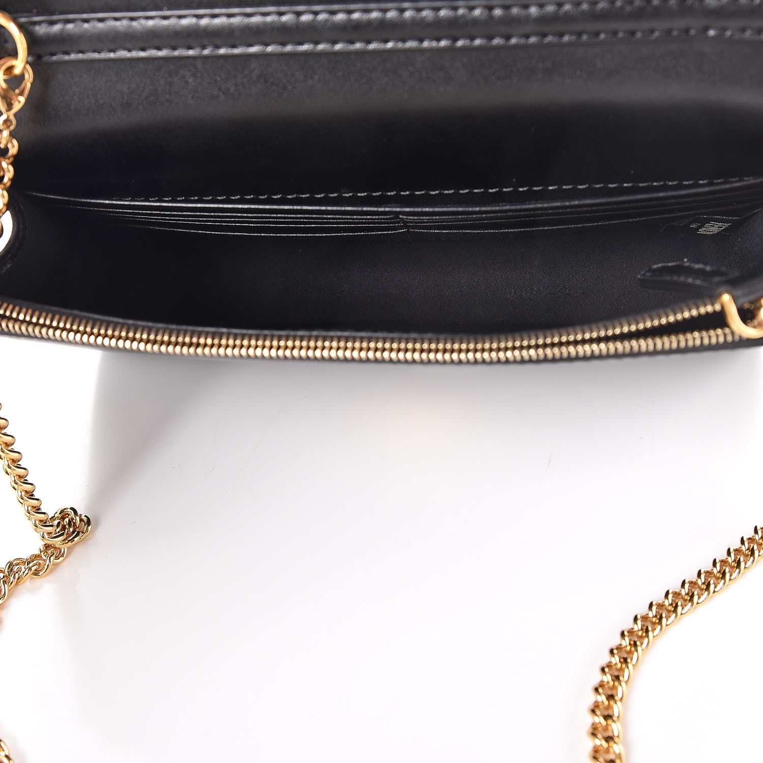 Fendi Vitello Liberty F is Fendi Bi-Color FF 1974 Embossed Medium Envelope Wallet On Chain Black Maya 5 of 7