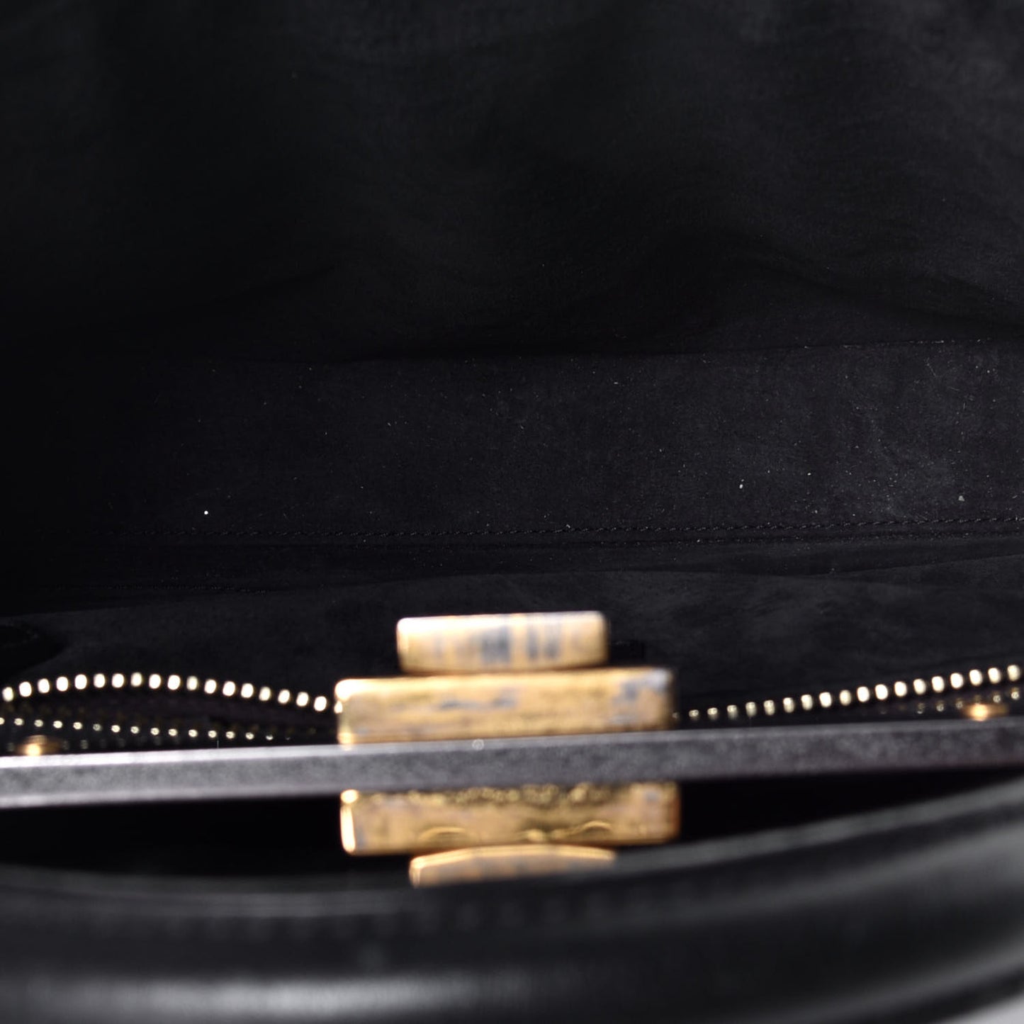 Vitello Suede Medium Peekaboo Iconic Satchel Black