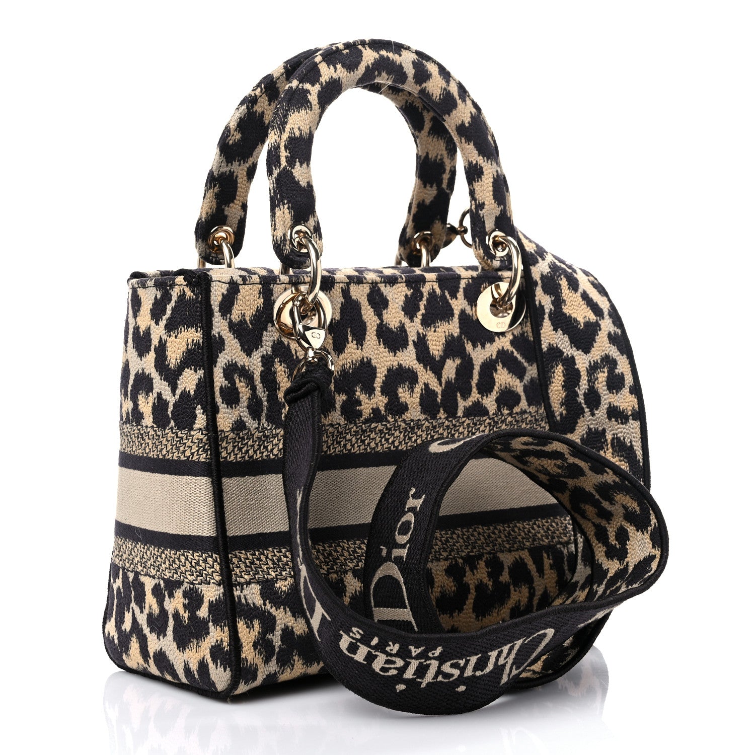Christian Dior Canvas Medium Mizza Embroidered Lady D-Lite Beige Multicolor 3 of 12
