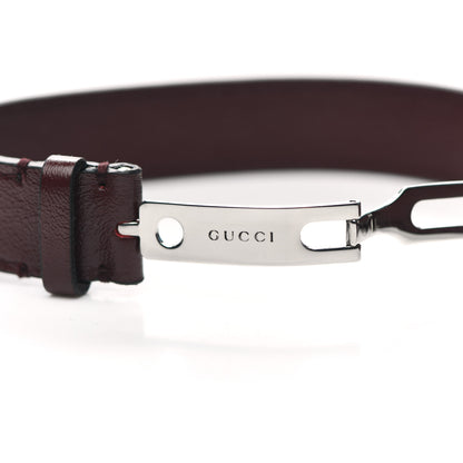 Gucci Stainless Steel 18K Yellow Gold Calfskin Interlocking Bracelet Bordeaux 3 of 3