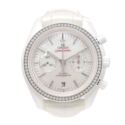 Omega Ceramic Alligator Diamond Bezel Mother of Pearl 44mm Speedmaster White Side of the Moon Automatic Watch 311.98.44.51.55.001 1 of 6