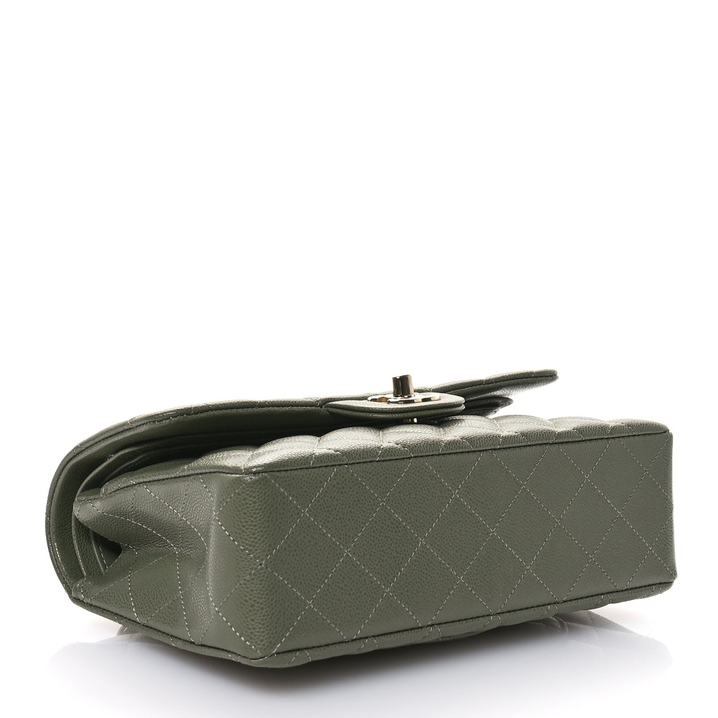 Caviar Quilted Small Double Flap Green