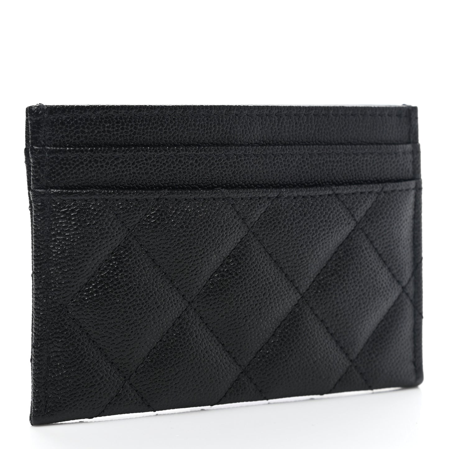 Caviar Quilted Studded CC Card Holder Black