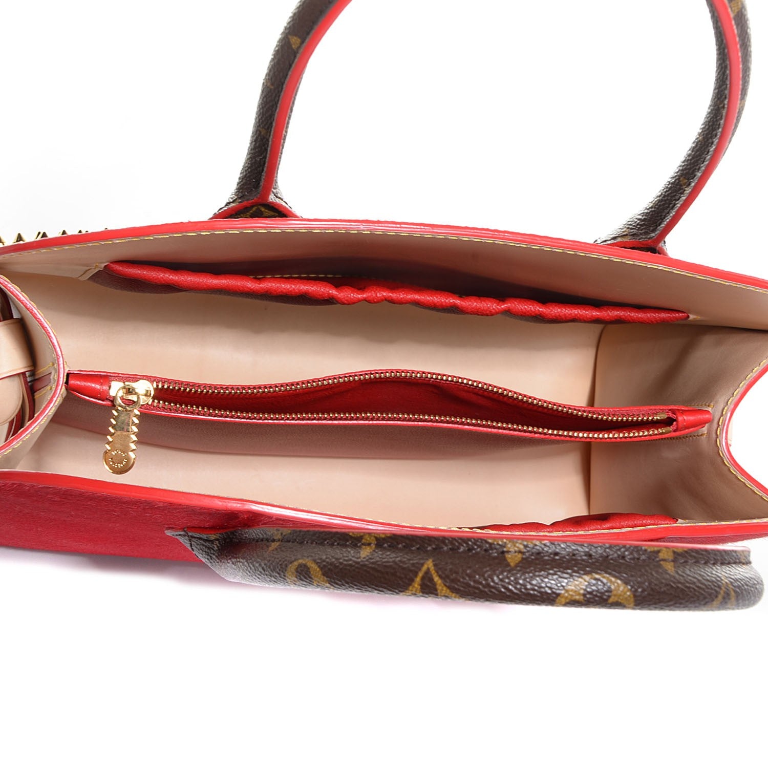 Louis Vuitton Monogram Calf Hair Spikes Iconoclasts Christian Louboutin Tote Red 6 of 8