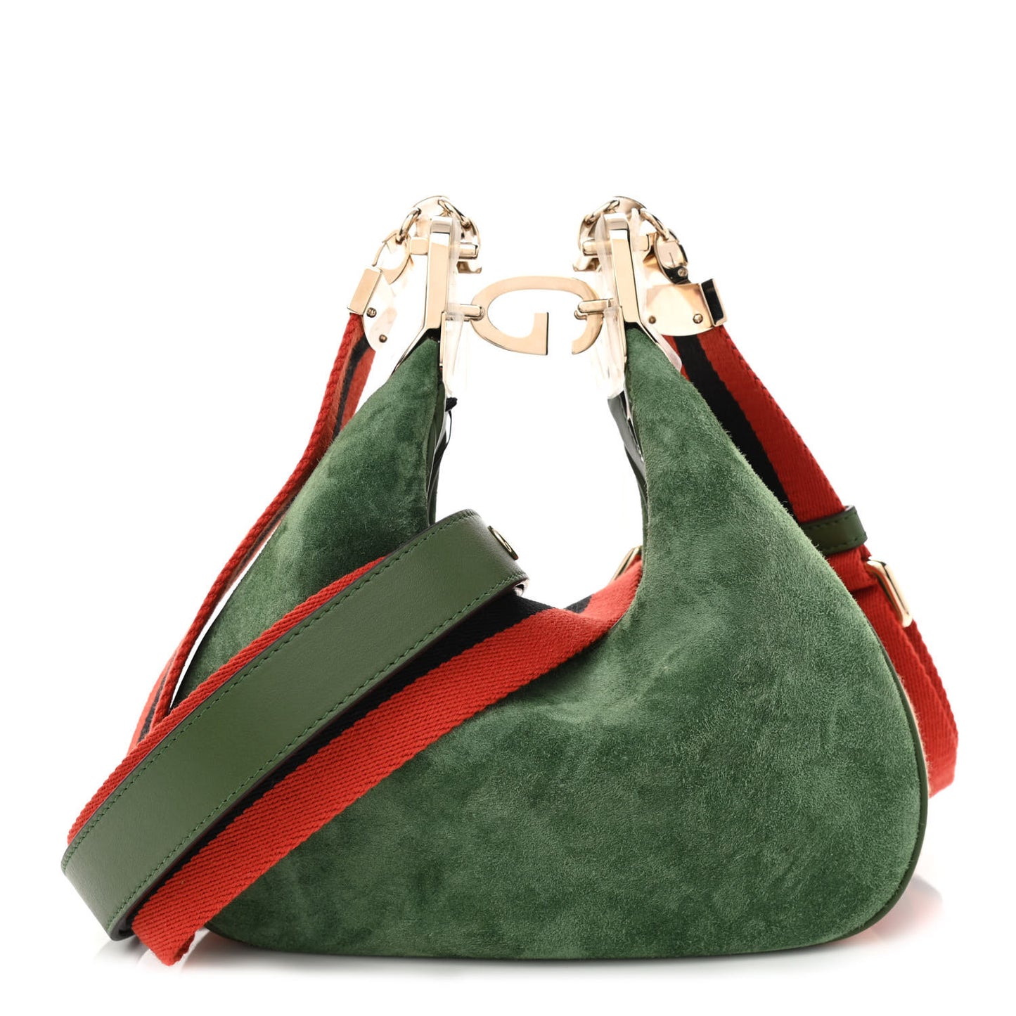 Suede Web Small Attache Shoulder Bag Cactus Green