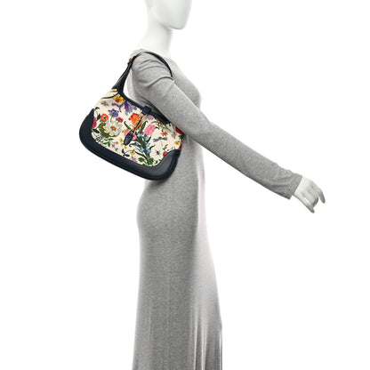 Gucci Canvas Flora Medium Jackie Hobo Blue Agata 2 of 11