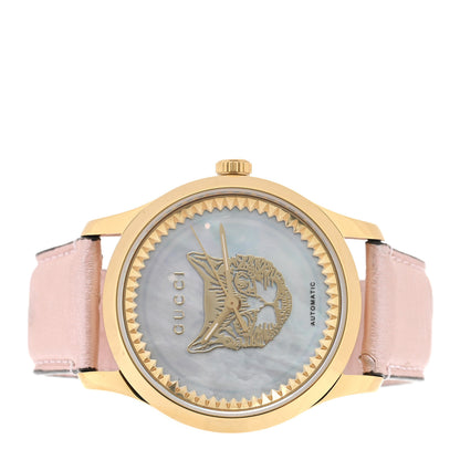 Gucci Stainless Steel Ostrich Mother of Pearl 38mm G-Timeless Cat Automatic Watch 2 of 5