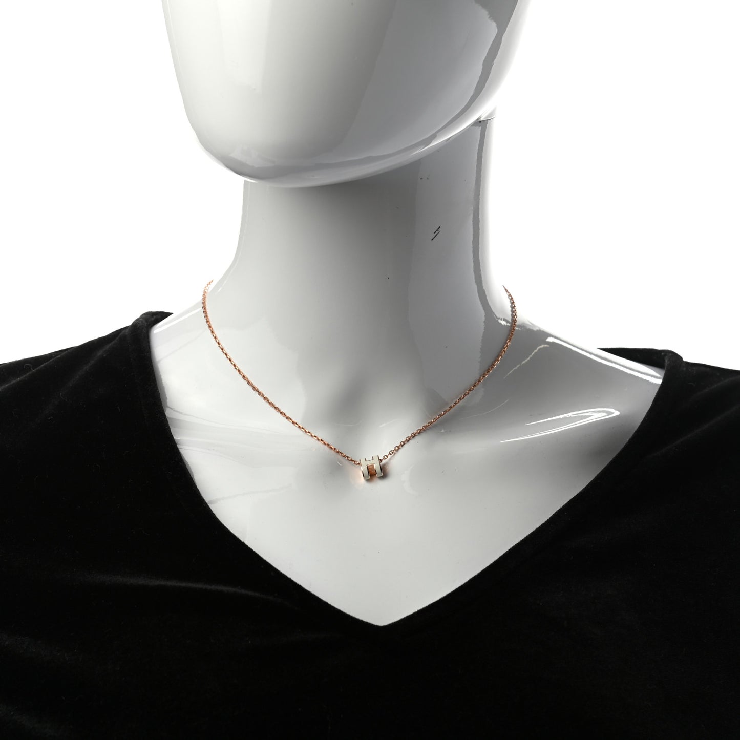 Lacquered Gold Mini Pop H Pendant Necklace White