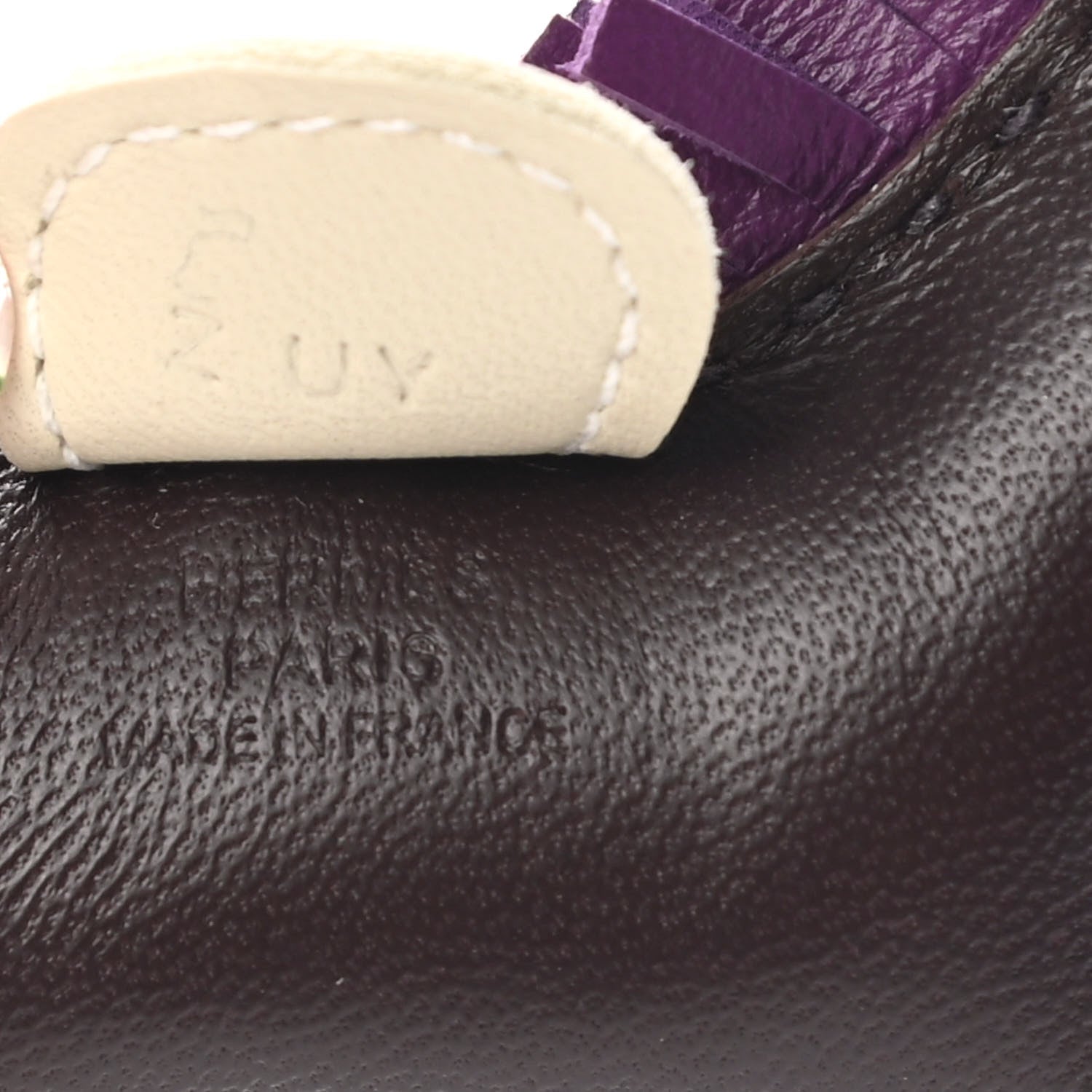 Hermes Milo Lambskin Grigri Rodeo Horse Bag Charm PM Rouge Sellier Craie Violet 3 of 5