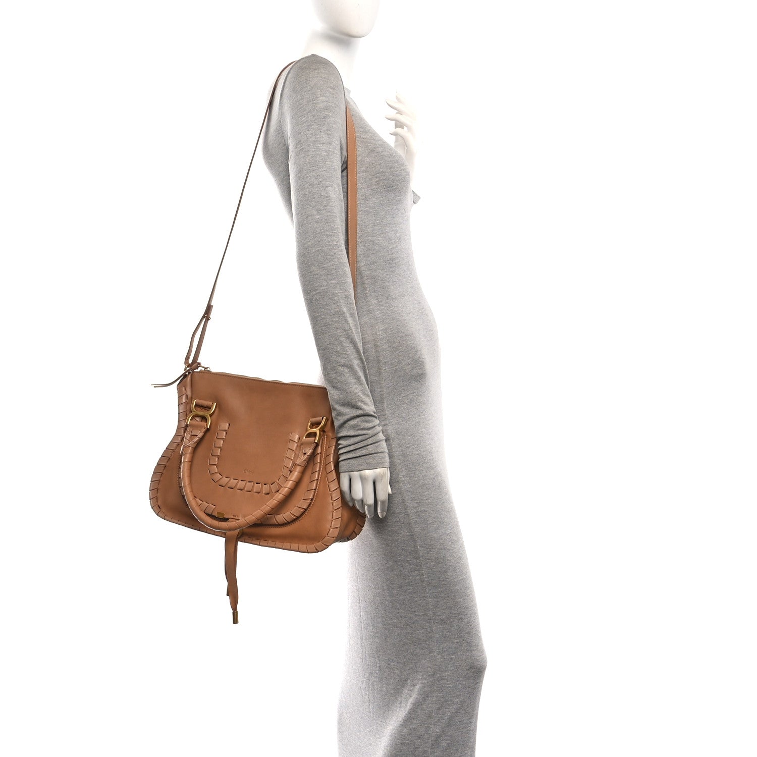 Chloe Calfskin Whipstitch Medium Marcie Satchel Tan 2 of 9