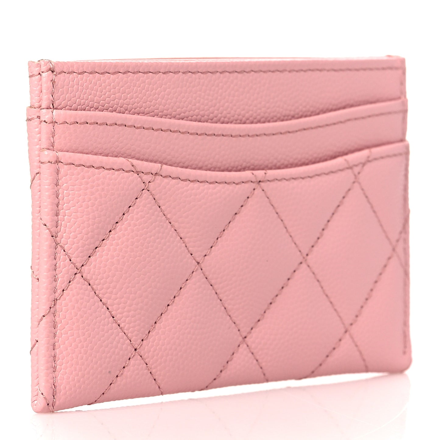 Caviar Quilted Card Holder Pink