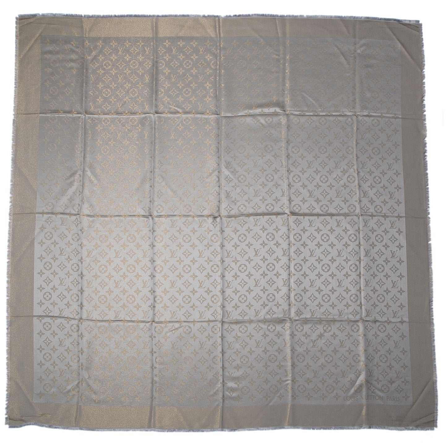 Monogram Silk Wool Shine Shawl Beige