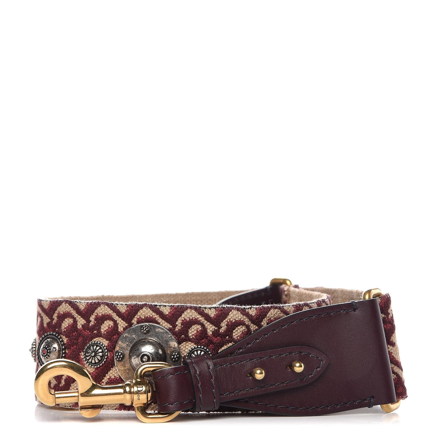 Oblique Studded Shoulder Strap Burgundy