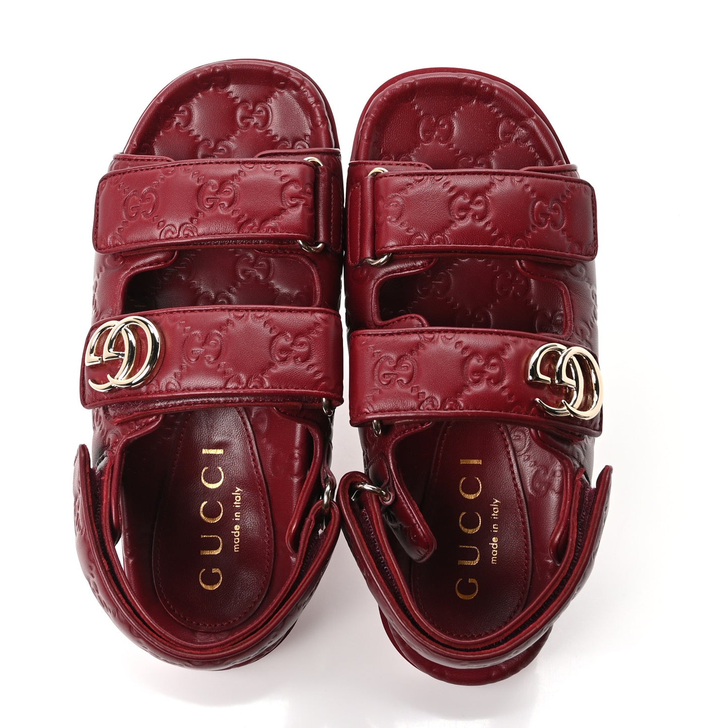 Guccissima GG Embossed Womens Sandals 37 Rosso Ancora