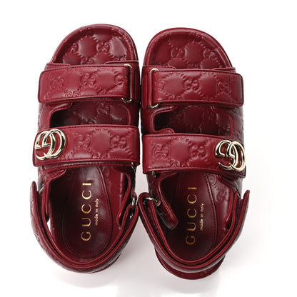 Gucci Guccissima GG Embossed Womens Sandals 37 Rosso Ancora 2 of 9