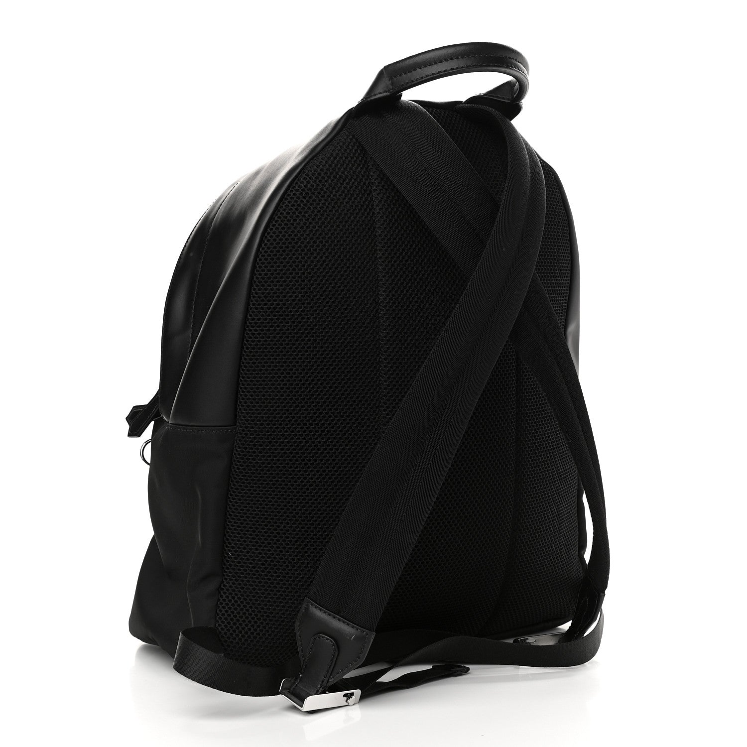 Fendi Nylon Vitello Liberty Vitello Dolce Monster Eyes Rounded Backpack Black Sunflower 3 of 12