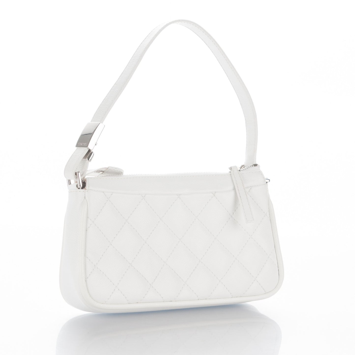 Calfskin Quilted CC Shoulder White