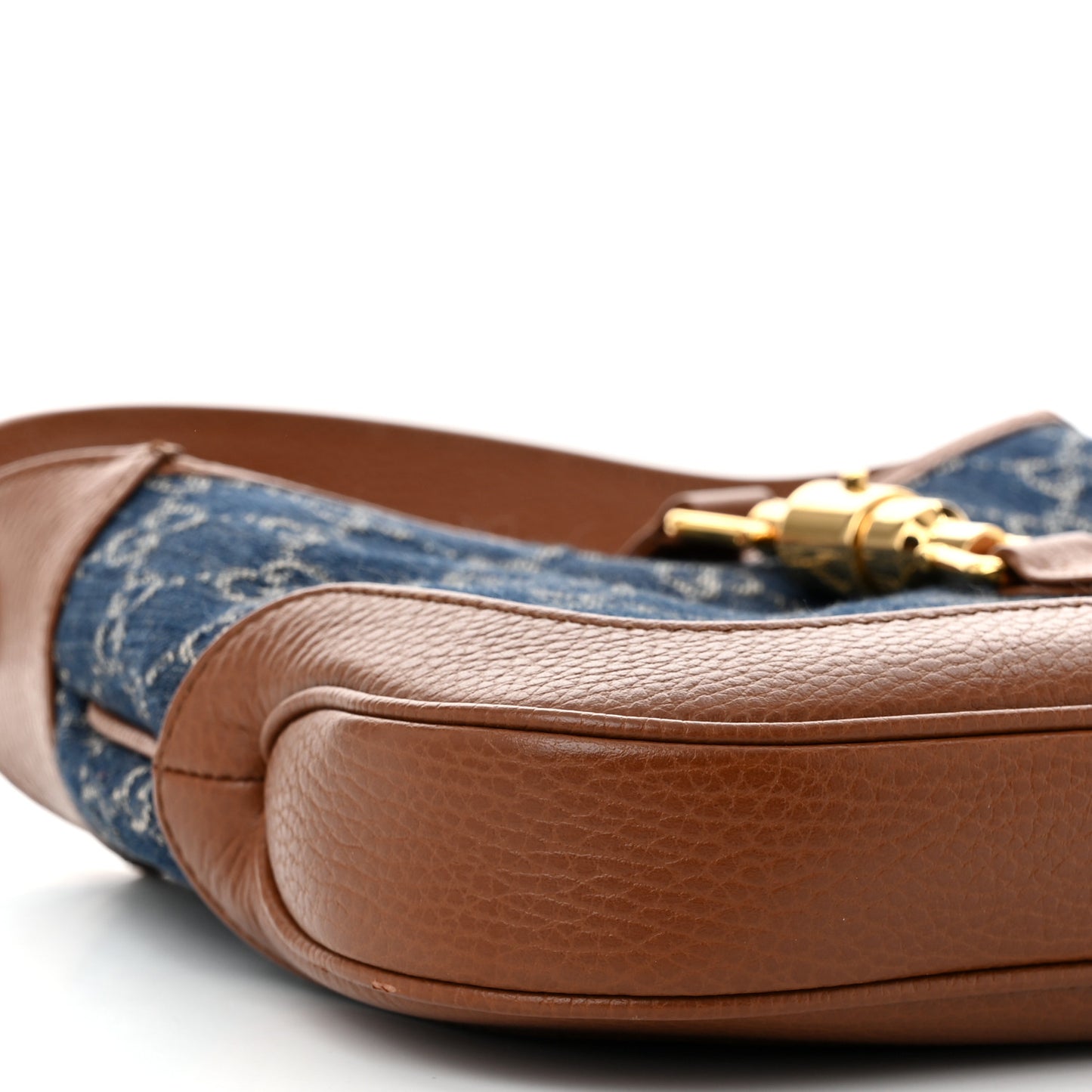 New Denim GG Monogram Calfskin Small Jackie 1961 Hobo Blue Tea Cuir